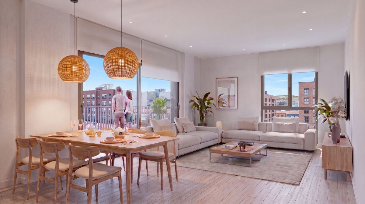 Así será el salón de las viviendas financiadas por SodaCrowd en San Juan. - Foto: PLAZA Así será el salón de las viviendas financiadas por SodaCrowd en San Juan.