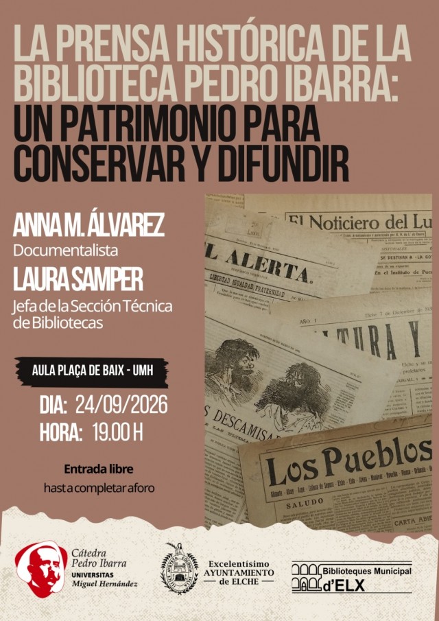 El Aula Plaça de Baix de la UMH acoge una conferencia sobre la prensa histórica de Elche