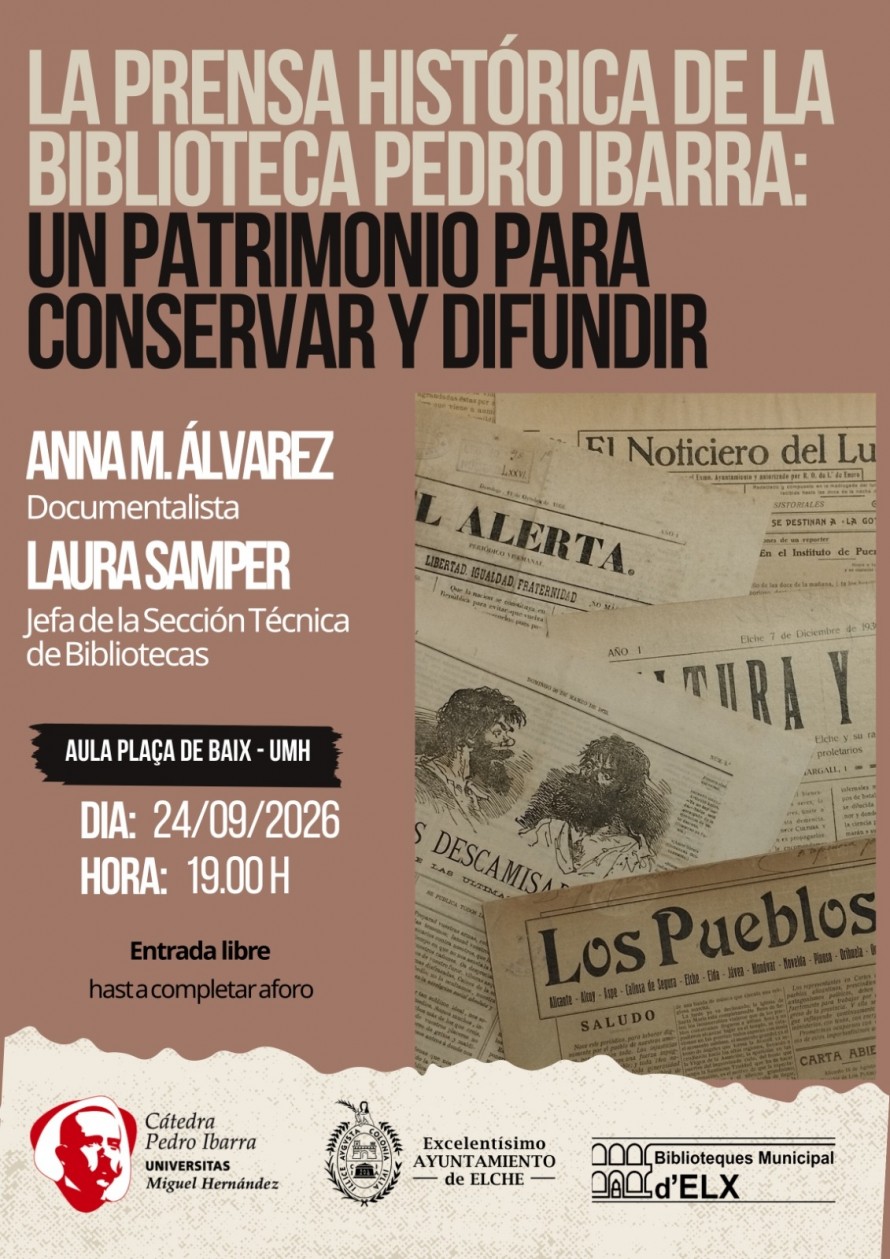 El Aula Plaça de Baix de la UMH acoge una conferencia sobre la prensa histórica de Elche