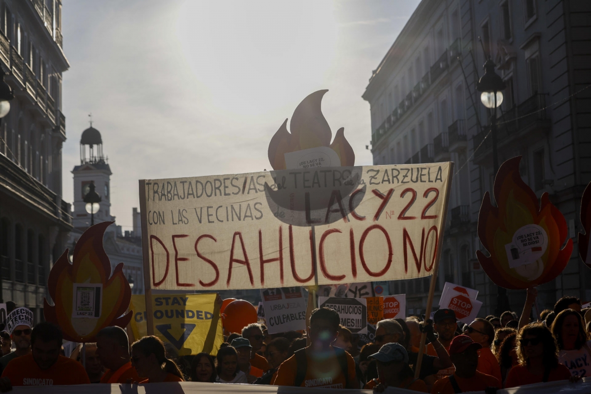 Manifestación en Madrid contra los desahucios.