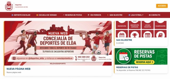 Elda estrena una nueva web de Deportes para reservar instalaciones y centralizar los trámites online