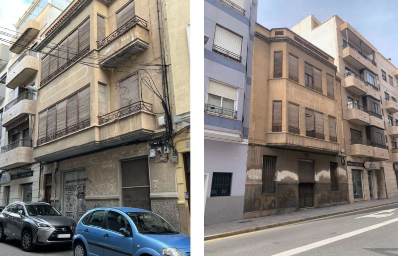 Sendas fachadas del inmueble a demoler -
