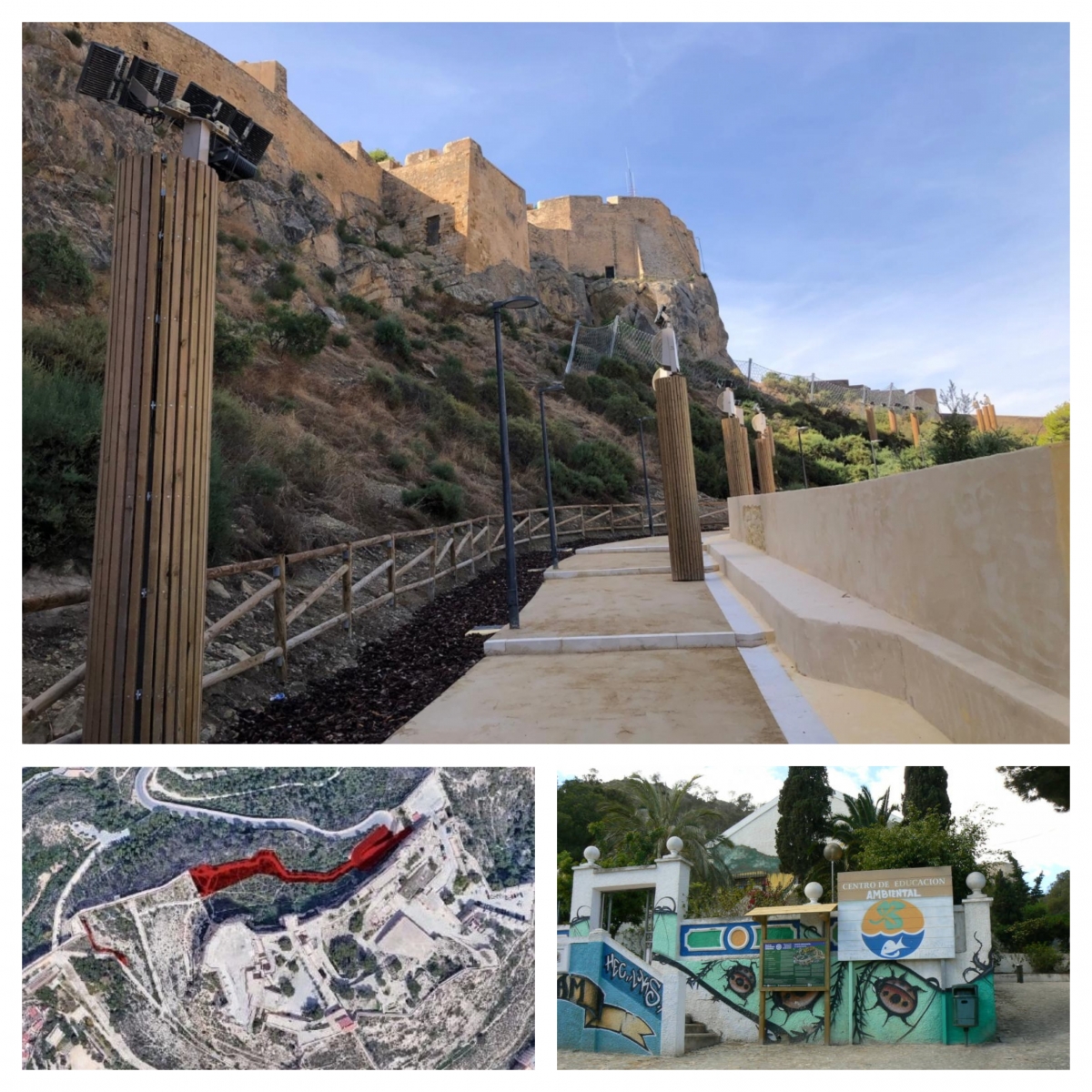 la nueva senda peatonal del Castillo, su itinerario y la casa del antiguo ingeniero forestal.