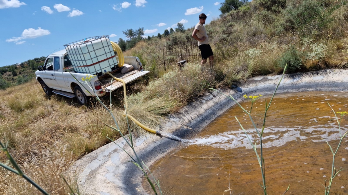 Trabajos de mantenimiento de puntos de agua en cotos de caza.. 