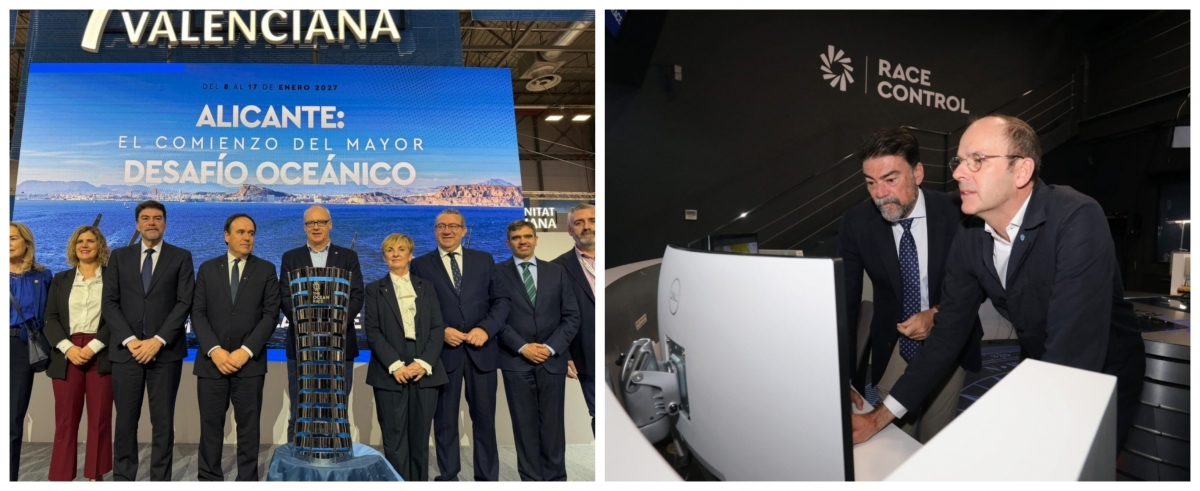La presentación de la regata en Fitur. Barcala y Brisius en el centro de control.