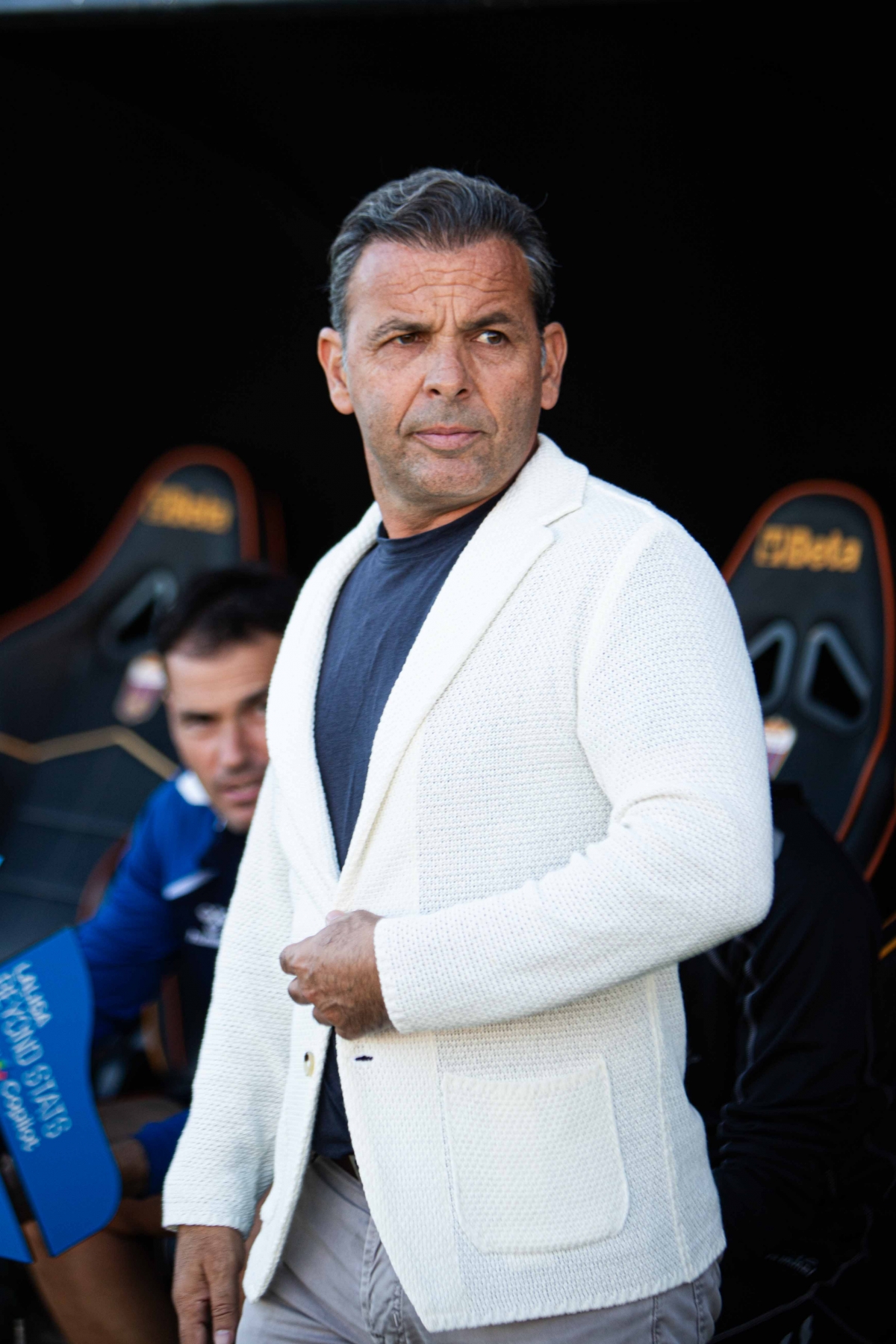Javi Calleja antes del inicio del encuentro