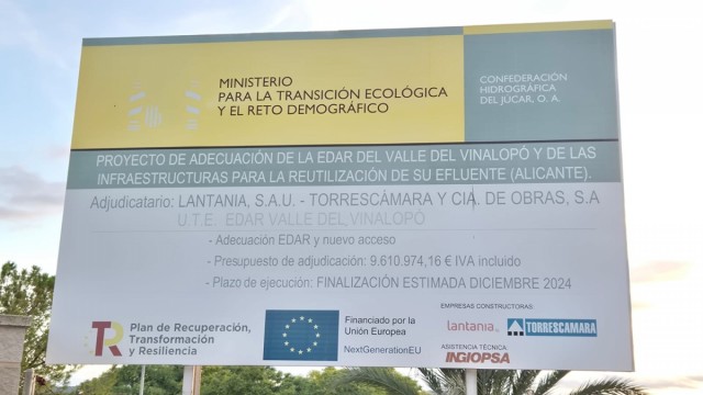 El PP denuncia la paralización de las obras de la depuradora del Vinalopó, adjudicadas hace más de tres años