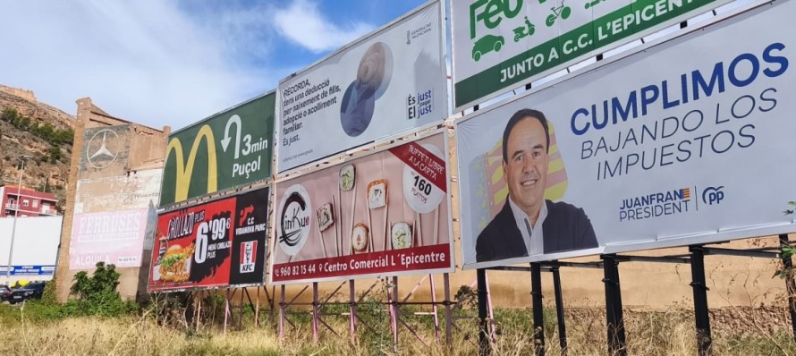 El PSPV de la provincia de Valencia reclama a la Junta Electoral la retirada de las vallas de propaganda del PP