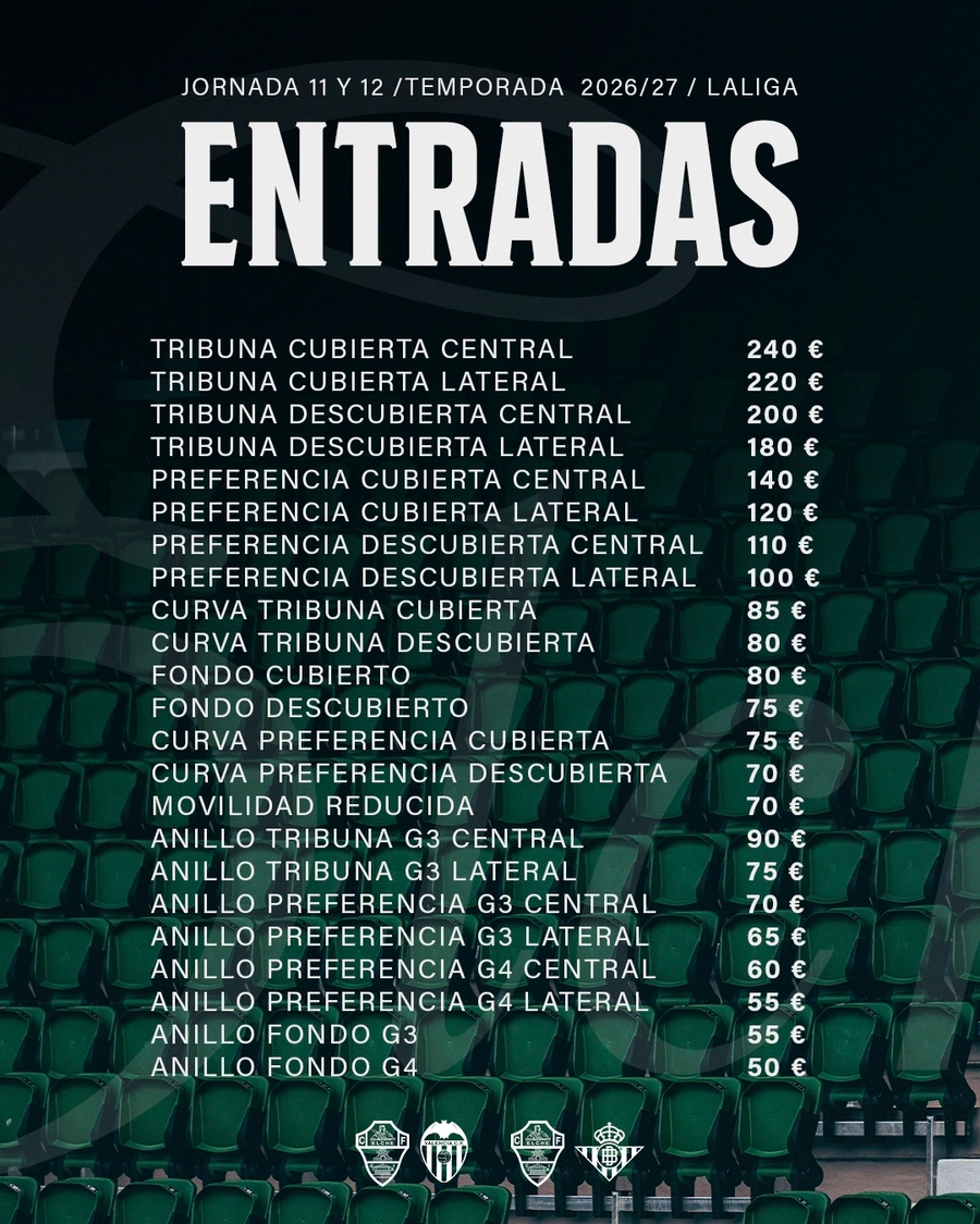 Precio de las entradas para el Elche CF-Valencia CF
