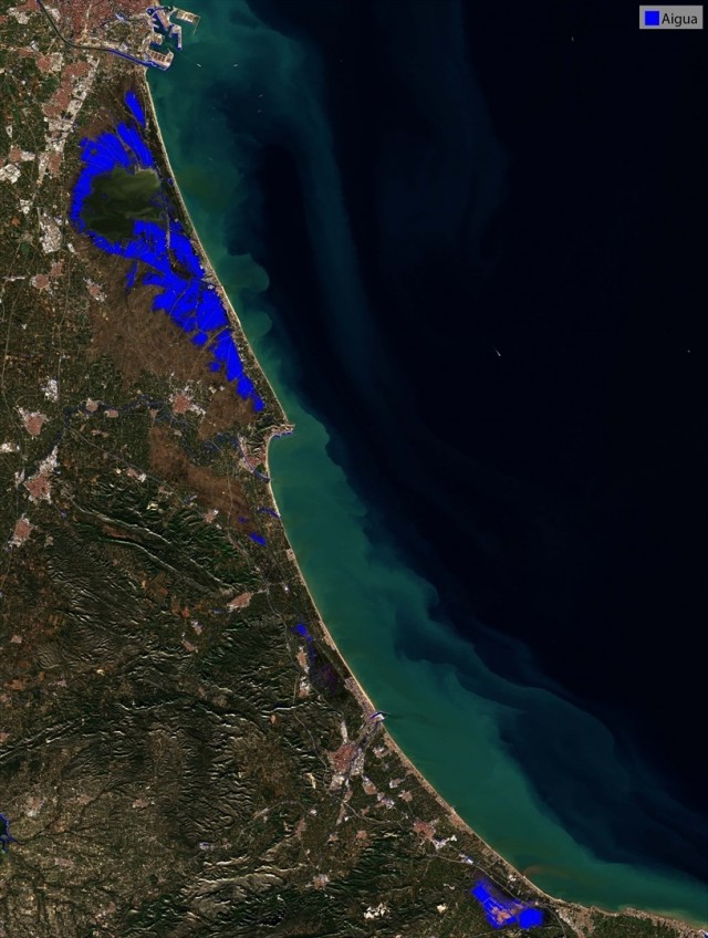 La UV revela, a través de imágenes satélite, la huella territorial de la dana Adam en l'Albufera y los cauces fluviales
