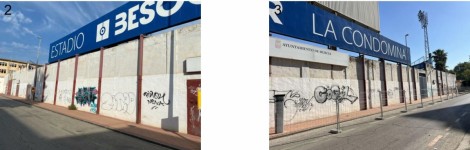 El estadio de La Condomina se pone a punto: repararán el muro de la calle Ámberes para mejorar su seguridad 