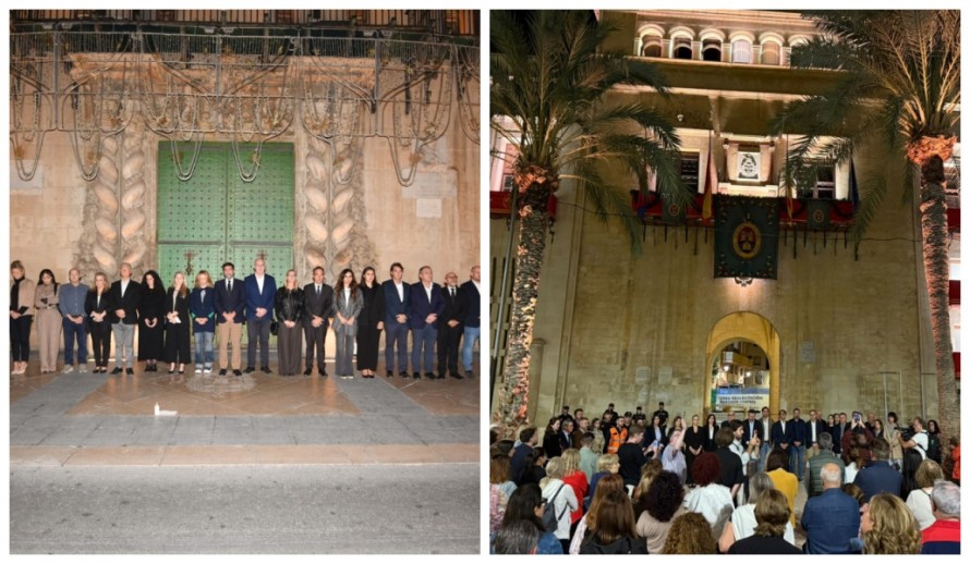 Las corporaciones de Alicante y Elche y centenares de vecinos guardan un minuto de silencio por las víctimas del accidente del AVE