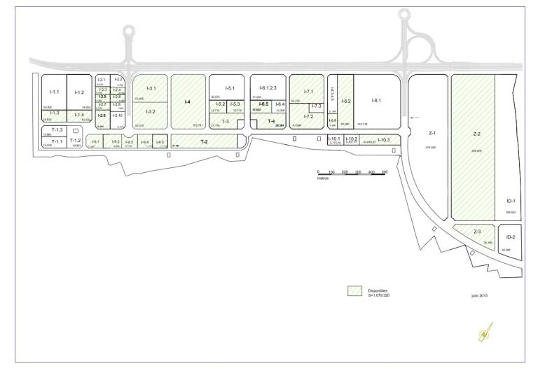 En verde, las parcelas disponibles en el parque industrial y logístico. - 