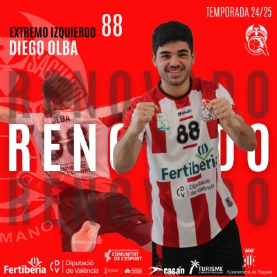 El Fertiberia BM Puerto Sagunto renueva al extremo izquierdo Diego Olba