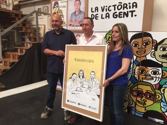 Paco Roca dibuja a Iglesias, Oltra y Garzón para la campaña de A la valenciana