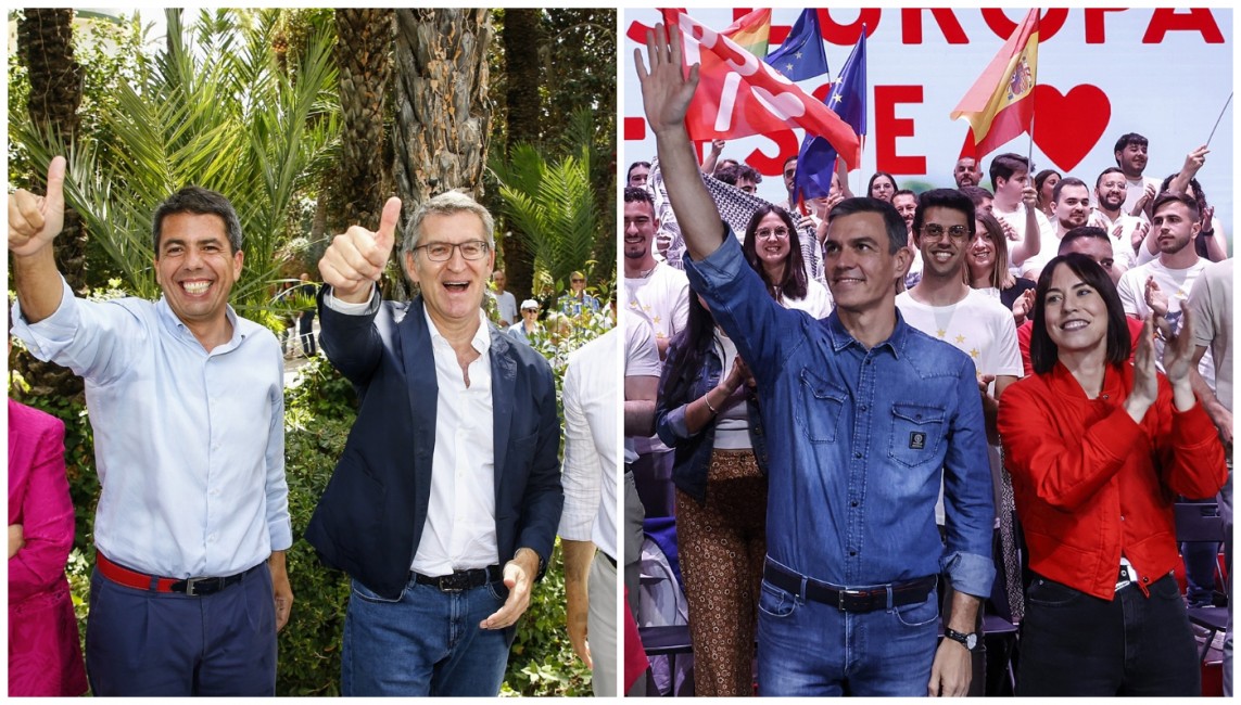 Mazón y Feijóo, Sánchez y Morant. Dos parejas que se juegan mucho este domingo en el 9J. Foto: VP - 