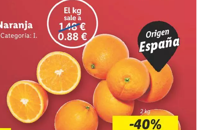 AVA-Asaja denuncia la presunta venta a pérdidas de naranjas en LIDL
