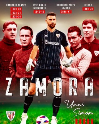 Unai Simón gana el Zamora de la temporada 2023/2024
