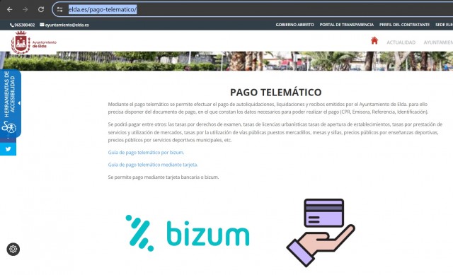 Elda habilita el Bizum para facilitar el pago de tasas y tributos municipales

