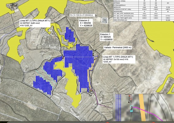 Proyectan una planta solar de 8,1 MW en una parcela de 163.695 m2 al sur de Orihuela