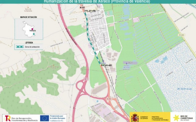Transportes aprueba el trazado para la integración urbana de la travesía de la N-332 en Xeraco
