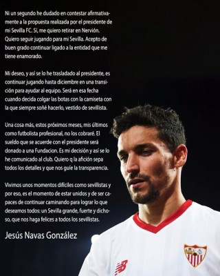 Navas renueva con carácter vitalicio y dice que 