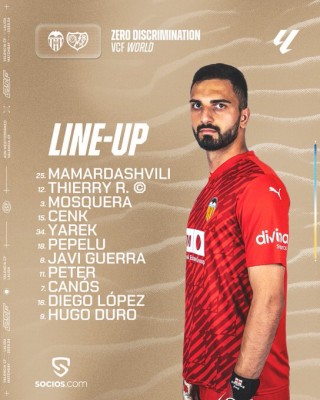 Este es el once del Valencia contra el Rayo
