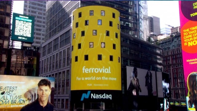 Ferrovial sube en su debut en Nueva York, pero mueve un 88% menos de acciones que en Madrid
