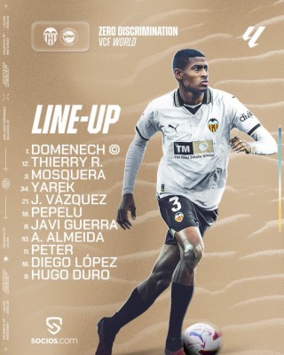 Este es el once del Valencia CF contra el Alavés