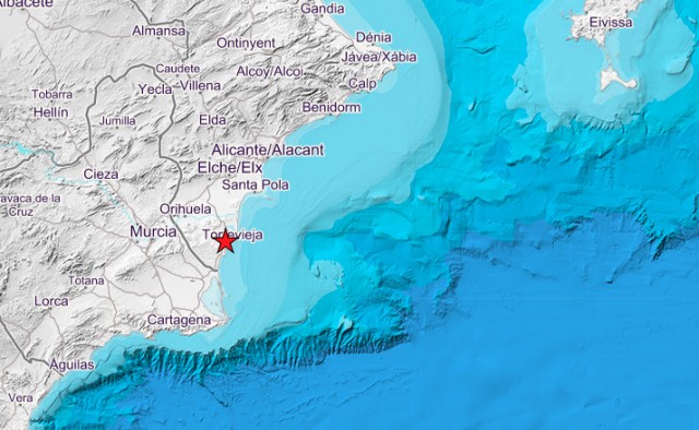Registrado un seísmo de magnitud 2,2 en Torrevieja
