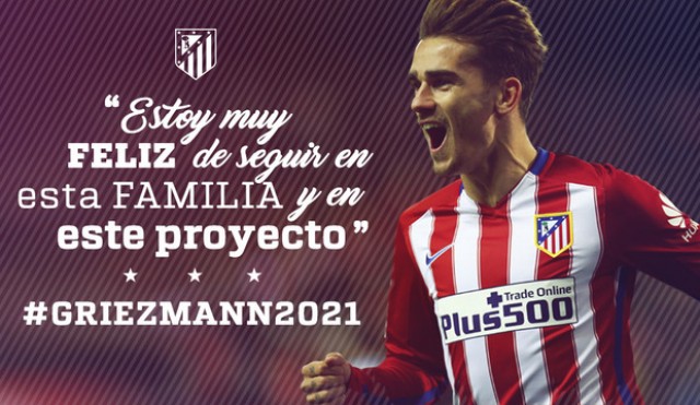 El Atlético anuncia la ampliación de contrato de Griezmann hasta 2021