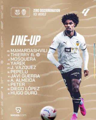 Este es el once del Valencia CF contra el Barça