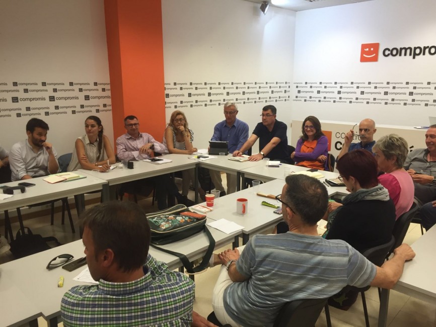 Mónica Oltra y Enric Morera en la Ejecutiva de Compromís de este lunes - 