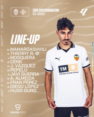 Este es el once del Valencia CF contra el Betis
