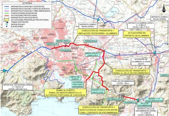 La MCT aprueba el proyecto para transportar el agua hasta Escombreras sin pasar por el casco urbano de Cartagena