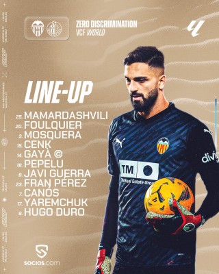 Este es el once del Valencia contra el Getafe