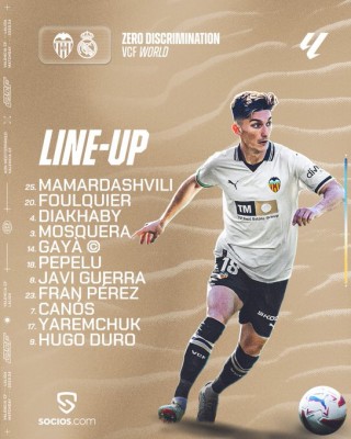 Este es el once del Valencia contra el Real Madrid