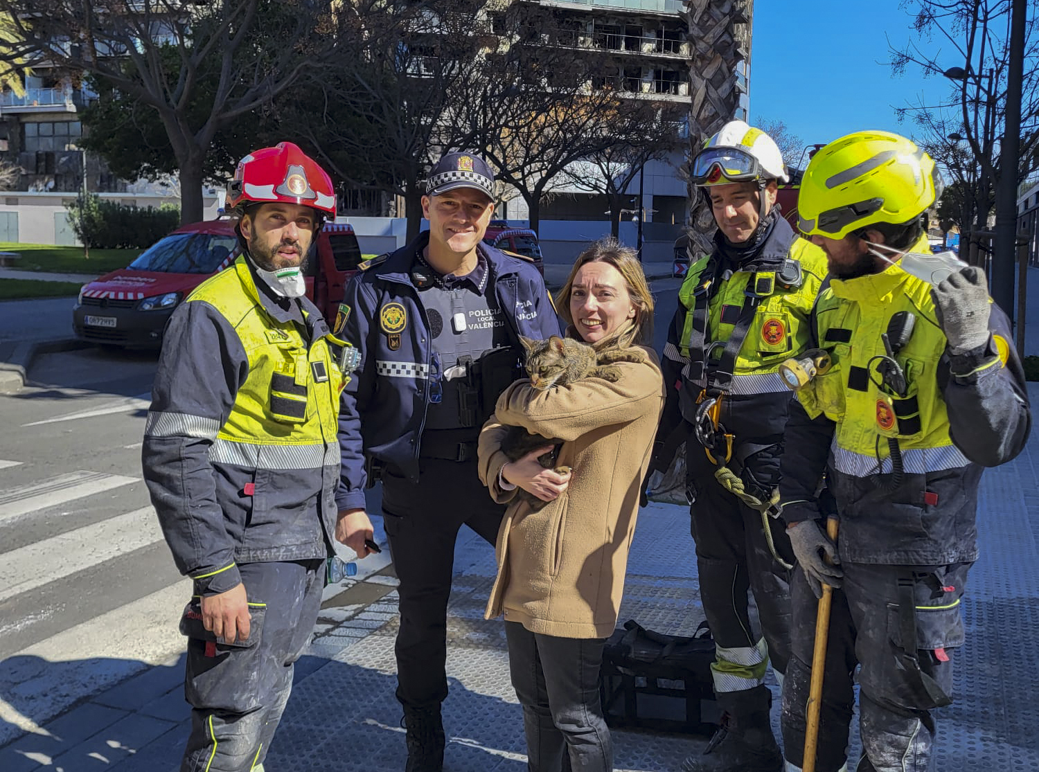 Encuentran con vida un gato en el edificio de Campanar una semana después del incendio