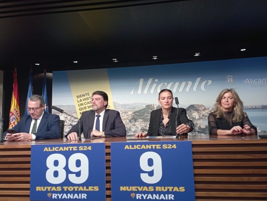 Ryanair anuncia nueve rutas con Alicante y espera movilizar un millón de pasajeros más este 2024