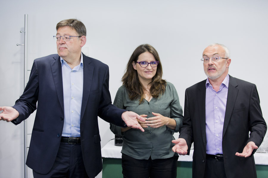 Ximo Puig, Mónica Oltra y Antonio Montiel. Foto: VP - 