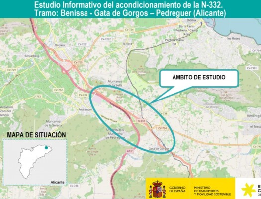 Transportes avanza en el plan para mejorar la N-332 entre Pedreguer y Gata donde invertirá 30 millones

