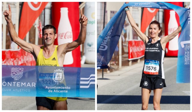 Los atletas Andrés Mico y Marta Belmonte ganan la Media Maratón de Alicante