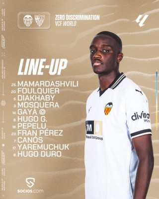 Este es el once del Valencia contra el Sevilla