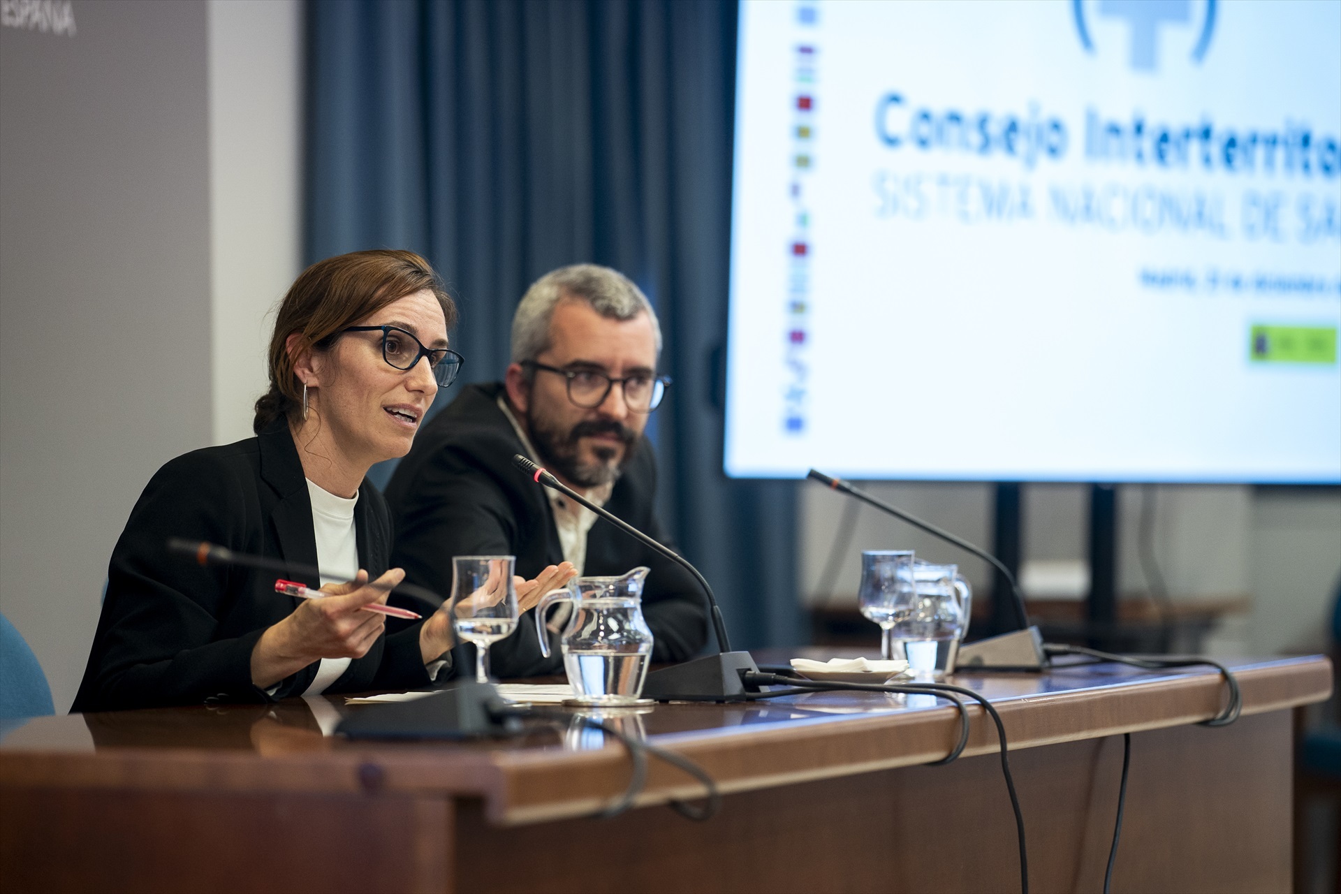 La ministra de Sanidad, Mónica García, y Javier Padilla, en una imagen de archivo. Foto: A. PÉREZ MECA/EP - 