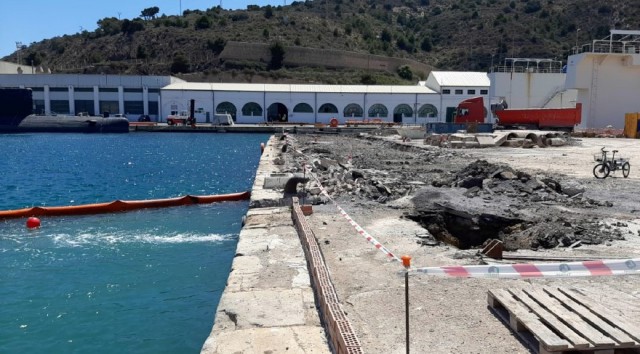 Navantia Cartagena busca soluciones para rehabilitar el muelle entre diques ubicado en su dársena

