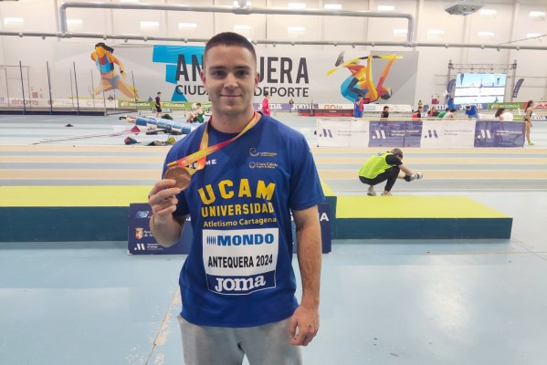 Jaime Mendoza, del UCAM Cartagena, logra el bronce en los 60 metros lisos del Nacional sub-23