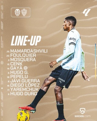 Este es el once del Valencia contra el Almería