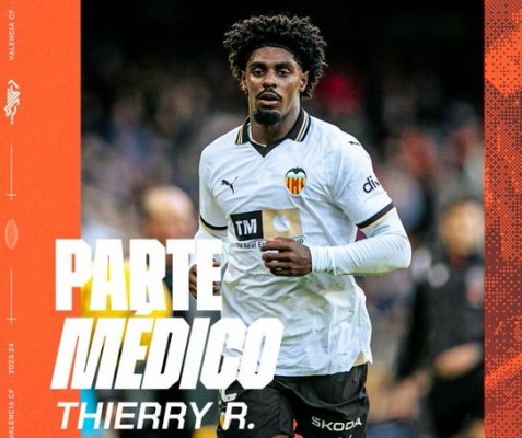El Valencia CF comunica que Thierry tiene una lesión en el gemelo