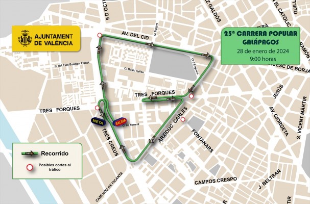 Cambios en aparcamientos y EMT por la carrera popular Galápagos del domingo
