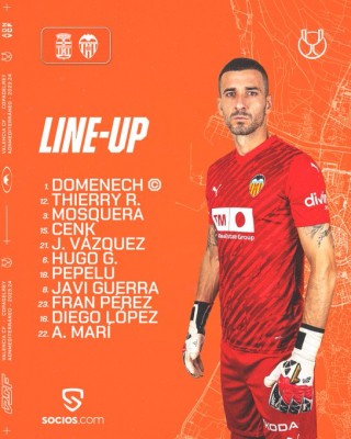 Este es el once del Valencia CF contra el Cartagena